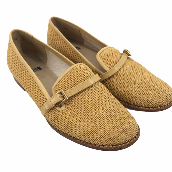 Vintage Stuart Weitzman Golden Straw Loafers 8AA - Picture 2 of 14
